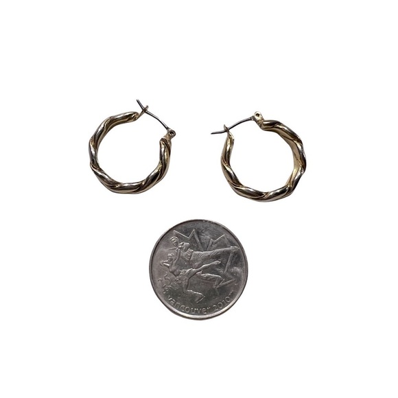 GOLD Twist Hoop Earrings. - Picture 2 of 4